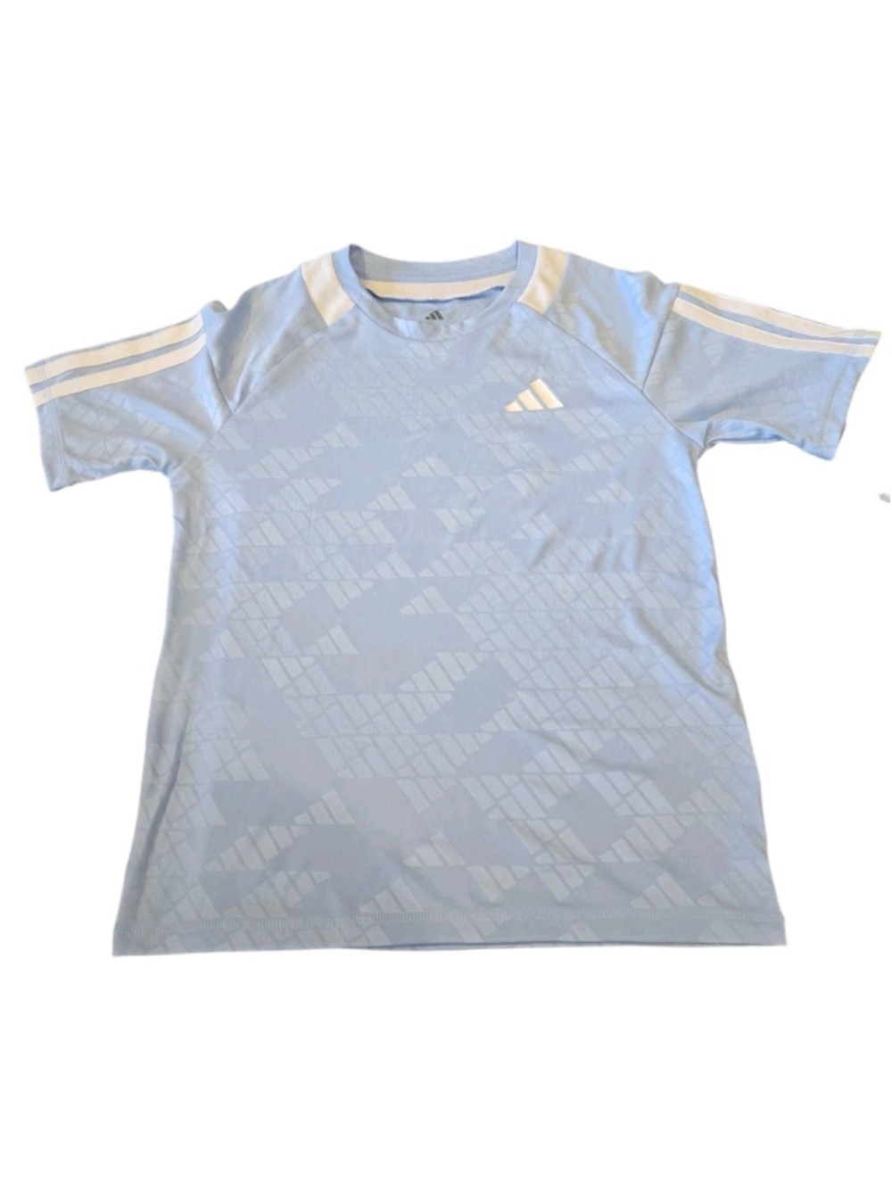 Adidas Boy's T-shirt Sz Small 8 NWT Light Blue White Lightweight Summer (D-08)